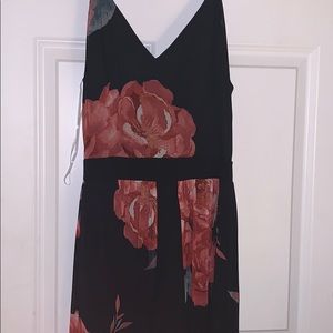 Black floral high low dress